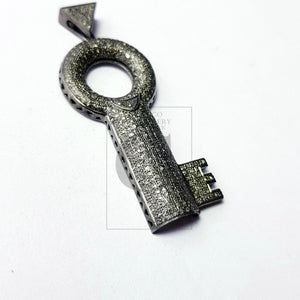 Key pendant design brilliant cut diamond pave diamond pendant 925 sterling silver handmade finish beautiful diamond jewelry pendant jewelry