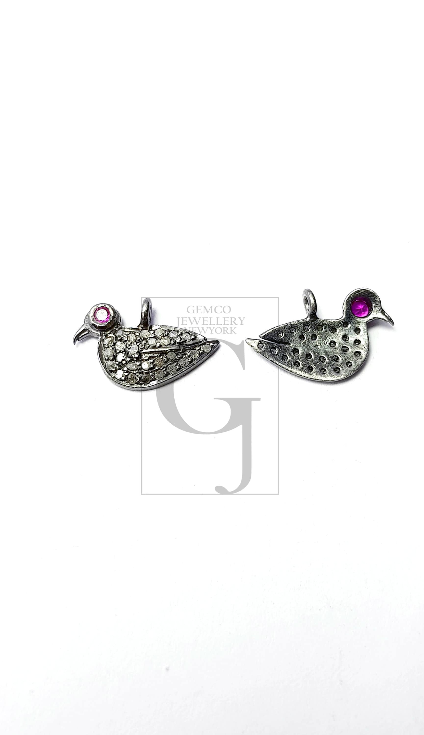 Beautiful Bird Design Rosecut Pave Diamond Pendant 925 Sterling Silver Handmade Finish Diamond Pendant Jewelry