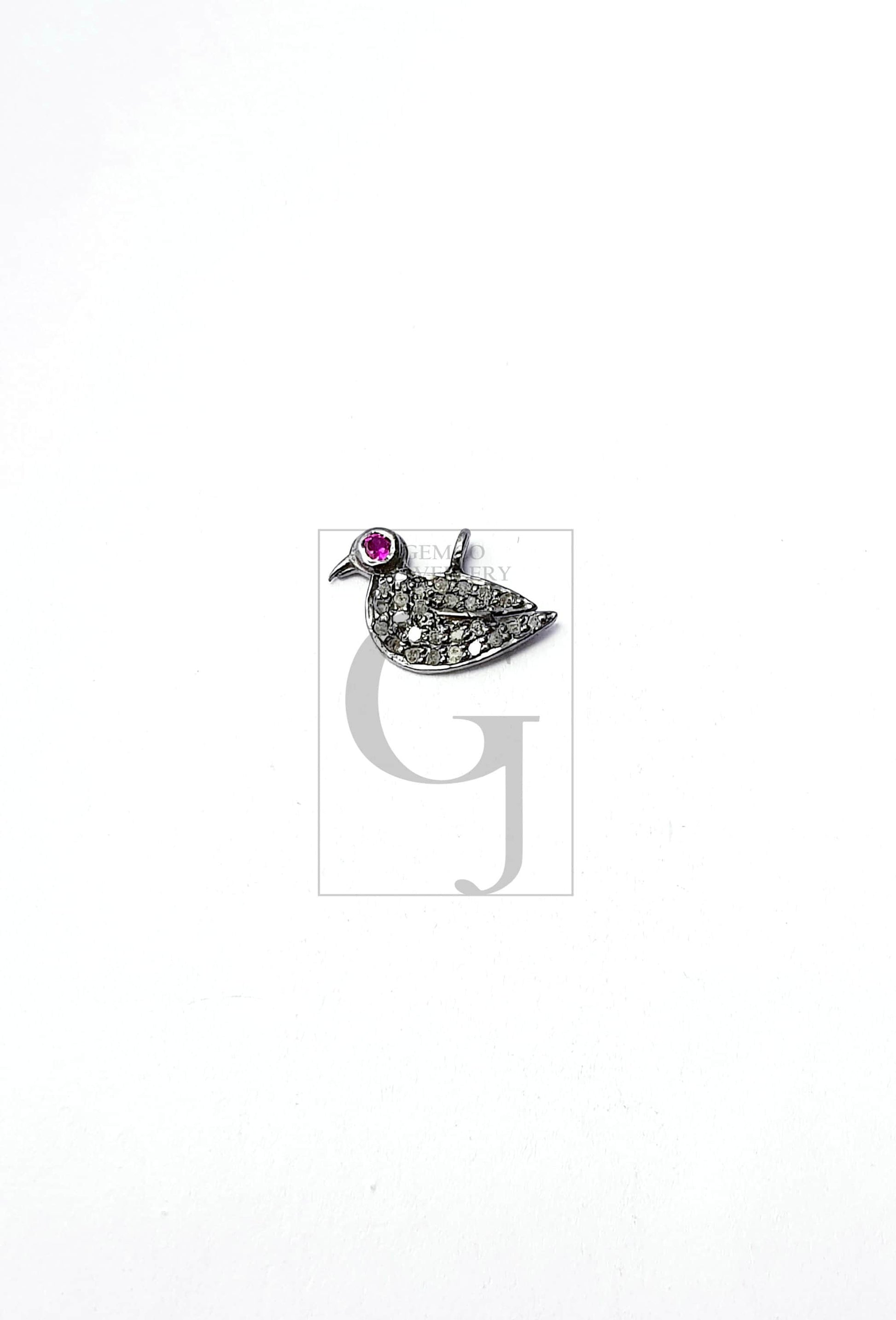 Beautiful Bird Design Rosecut Pave Diamond Pendant 925 Sterling Silver Handmade Finish Diamond Pendant Jewelry