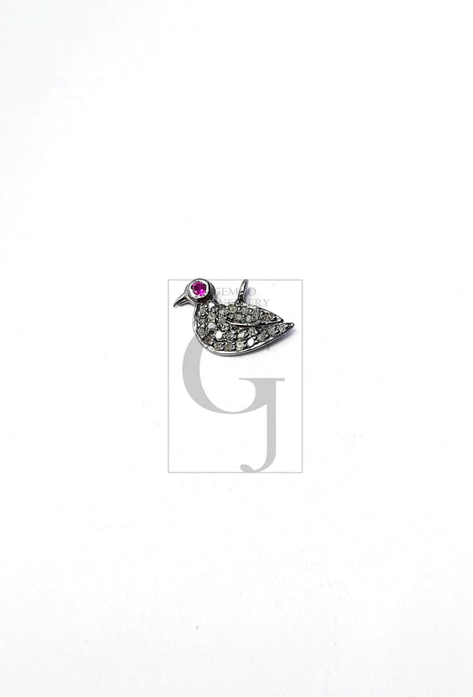 Beautiful Bird Design Rosecut Pave Diamond Pendant 925 Sterling Silver Handmade Finish Diamond Pendant Jewelry