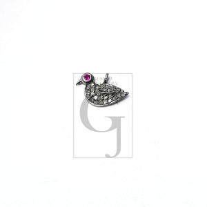 Beautiful Bird Design Rosecut Pave Diamond Pendant 925 Sterling Silver Handmade Finish Diamond Pendant Jewelry