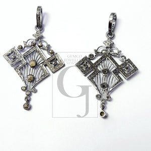 Beautiful Designer Rosecut Pave Diamond Pendant 925 Sterling Silver Handmade Finish Stylish Diamond Pendant Jewelry