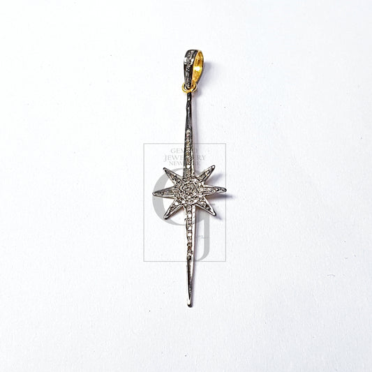 Pave diamond rosecut pendant 925 sterling silver finish handmade diamond pendant very beautiful sunburst designed diamond pendant charmm