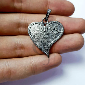 Beautiful Heart shaped Rosecut Pave Diamond Pendant 925 Sterling Silver Handmade Finish Love Design Diamond Pendant Jewelry