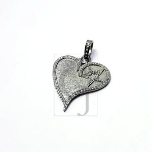 Beautiful Heart shaped Rosecut Pave Diamond Pendant 925 Sterling Silver Handmade Finish Love Design Diamond Pendant Jewelry