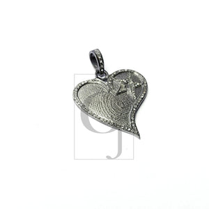 Beautiful Heart shaped Rosecut Pave Diamond Pendant 925 Sterling Silver Handmade Finish Love Design Diamond Pendant Jewelry