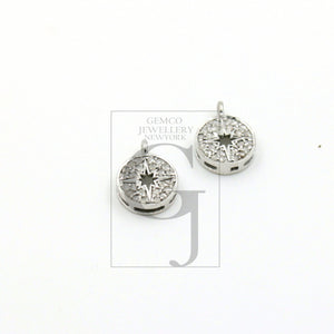 Fashionable Starburst Rosecut Pave Diamond Pendant 925 Sterling Silver Handmade Finish Diamond Charms Available In Vermeil, Oxidised Also