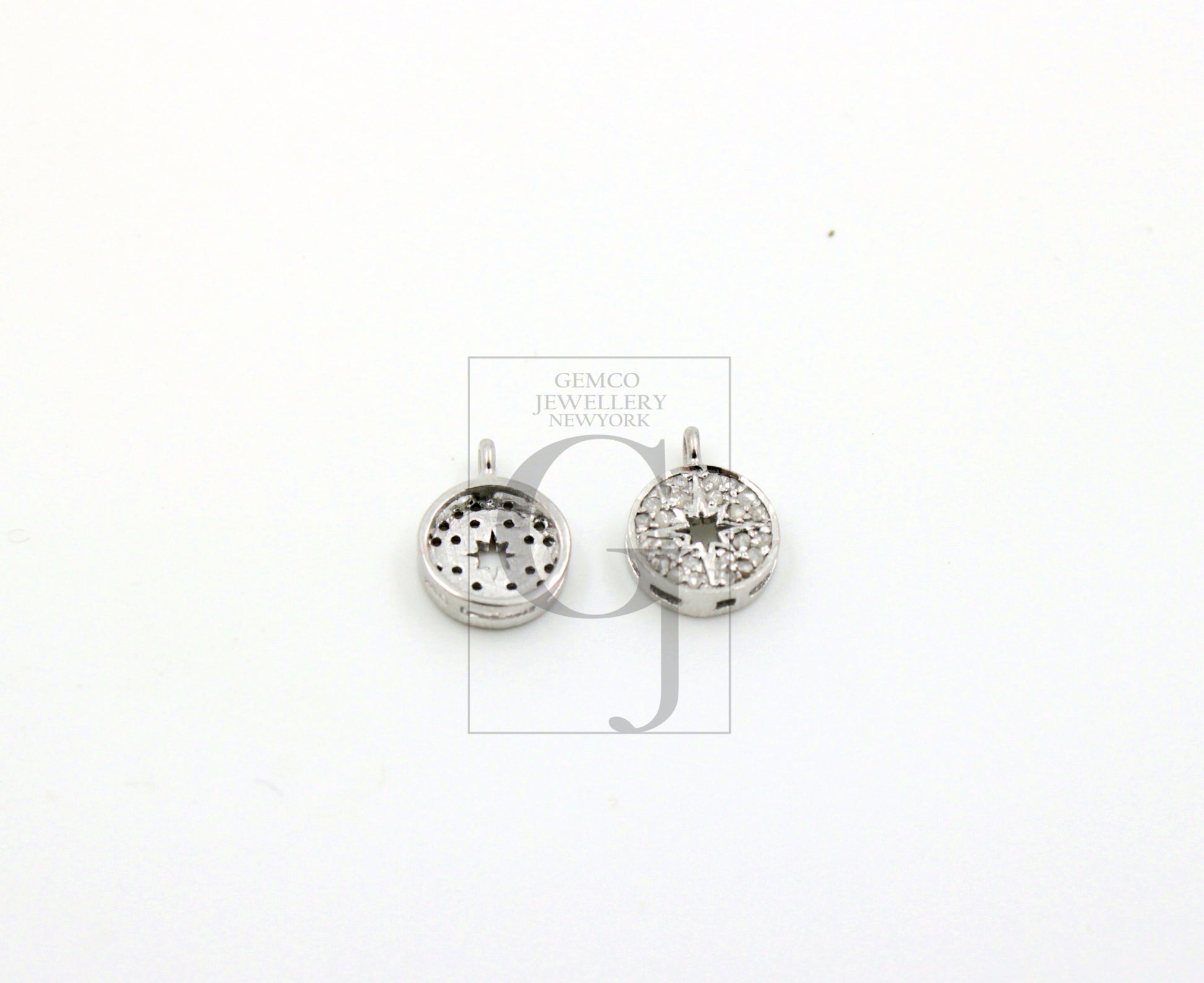 Fashionable Starburst Rosecut Pave Diamond Pendant 925 Sterling Silver Handmade Finish Diamond Charms Available In Vermeil, Oxidised Also