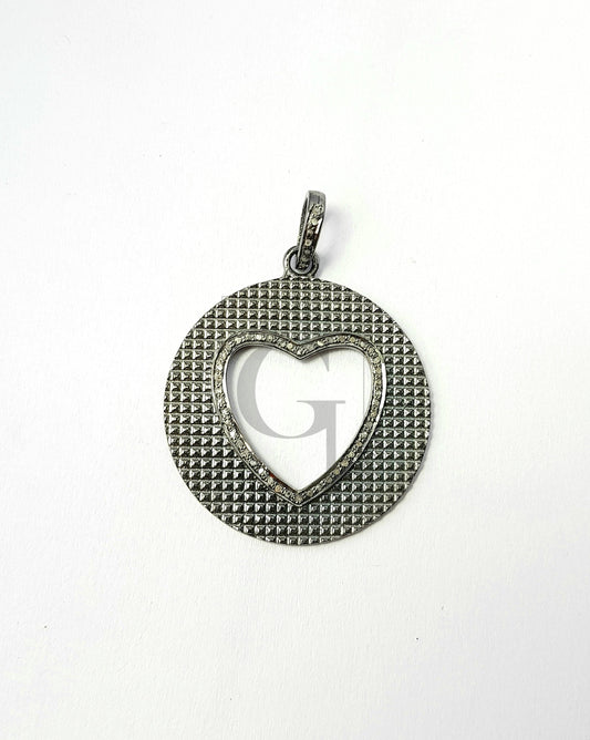 Love designer Rosecut pave diamond pendant 925 sterling silver handmade finish diamond heart jewelry pendant