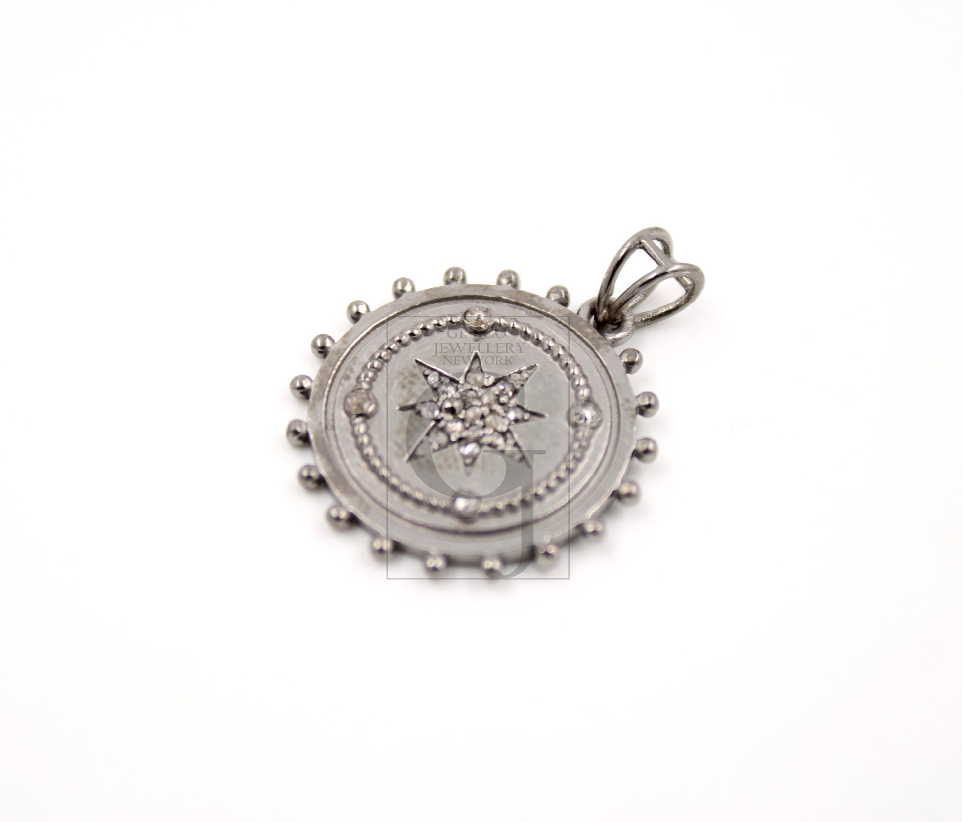 Beautiful Star Burst Antique Look Designer Rosecut Pave Diamond Pendant 925 Sterling Silver Handmade Finish Diamond Jewelry Necklace Pendant