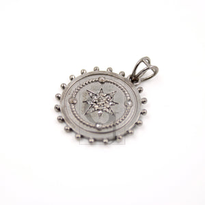 Beautiful Star Burst Antique Look Designer Rosecut Pave Diamond Pendant 925 Sterling Silver Handmade Finish Diamond Jewelry Necklace Pendant