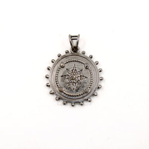 Beautiful Star Burst Antique Look Designer Rosecut Pave Diamond Pendant 925 Sterling Silver Handmade Finish Diamond Jewelry Necklace Pendant