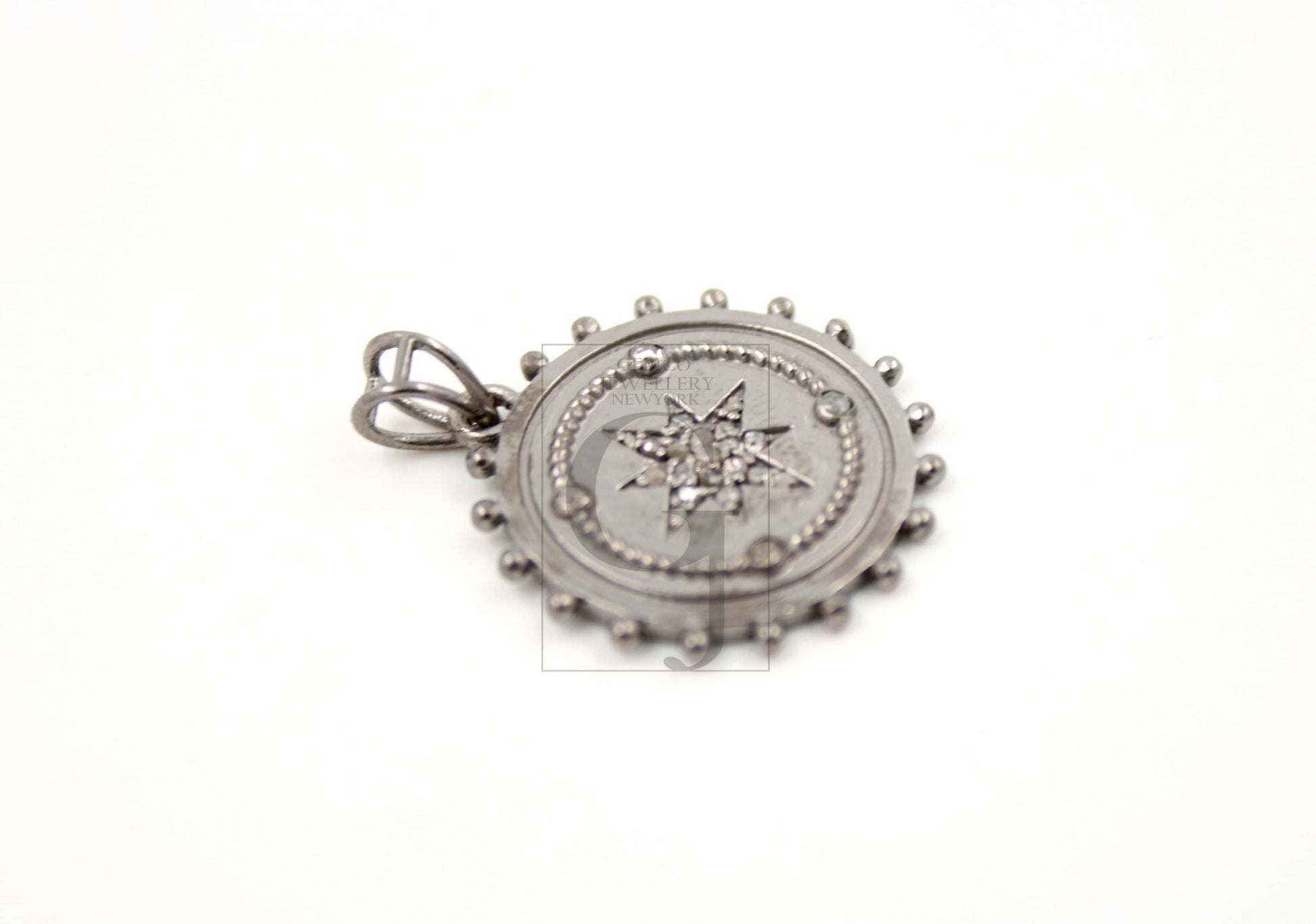 Beautiful Star Burst Antique Look Designer Rosecut Pave Diamond Pendant 925 Sterling Silver Handmade Finish Diamond Jewelry Necklace Pendant