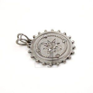 Beautiful Star Burst Antique Look Designer Rosecut Pave Diamond Pendant 925 Sterling Silver Handmade Finish Diamond Jewelry Necklace Pendant