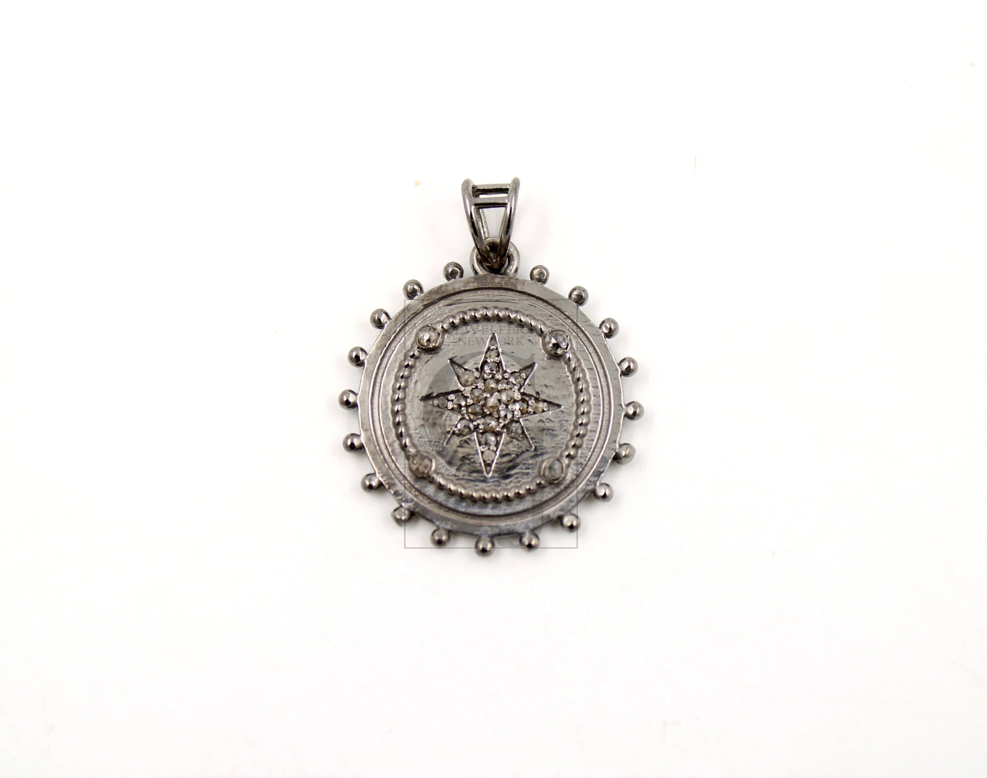 Beautiful Star Burst Antique Look Designer Rosecut Pave Diamond Pendant 925 Sterling Silver Handmade Finish Diamond Jewelry Necklace Pendant