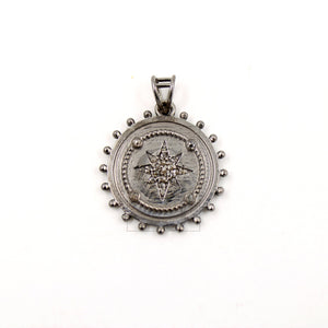 Beautiful Star Burst Antique Look Designer Rosecut Pave Diamond Pendant 925 Sterling Silver Handmade Finish Diamond Jewelry Necklace Pendant