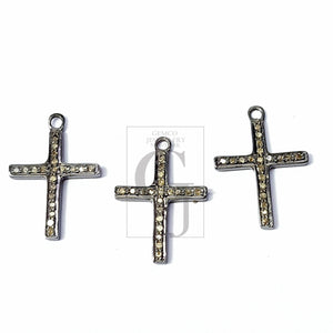 5pcs Pave Diamond Rosecut Pendant 925 Sterling Silver Charm Pendant Handmade Diamond Pendant Beautiful Cross Diamond Pendant Charm