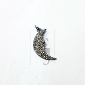 Beautiful Crescent Moon Designer Rosecut Pave Diamond Pendant 925 Sterling Silver Handmade Finish Diamond Jewelry Pendant