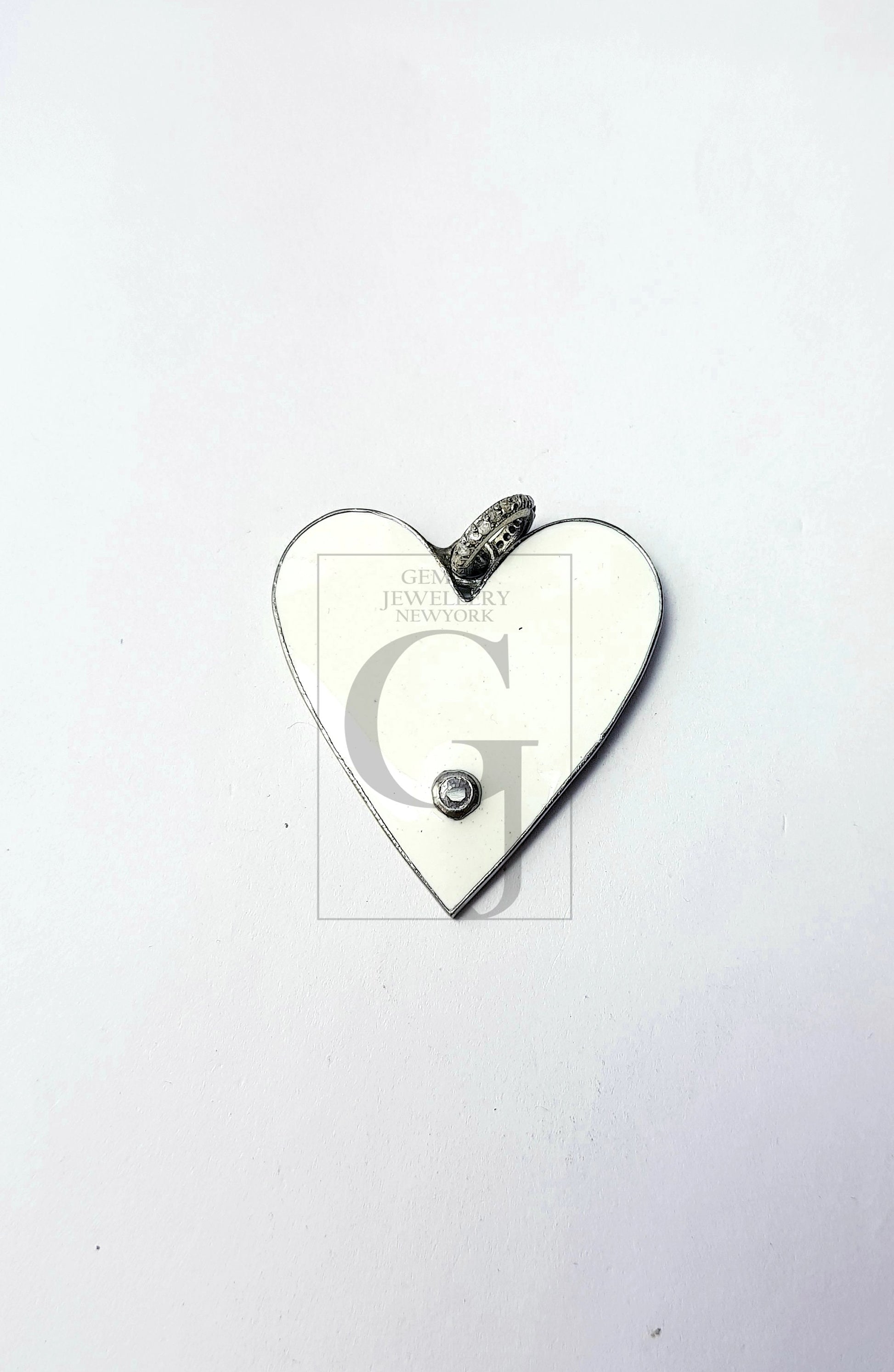 Beautiful Heart Shaped Enameling Designer  Rosecut Pave Diamond Pendant 925 Sterling Silver Handmade Finish Diamond Jewelry Pendant