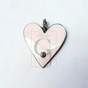 Beautiful Heart Shaped Enameling Designer  Rosecut Pave Diamond Pendant 925 Sterling Silver Handmade Finish Diamond Jewelry Pendant