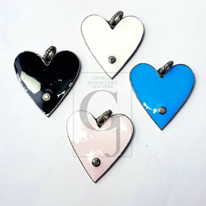 Beautiful Heart Shaped Enameling Designer  Rosecut Pave Diamond Pendant 925 Sterling Silver Handmade Finish Diamond Jewelry Pendant