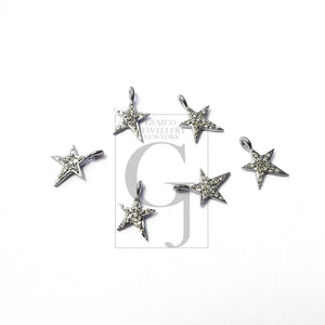 5pcs Star Design Rosecut Pave Diamond Pendant 925 Sterling Silver Handmade Finish Beautiful Diamond Pendant Jewelry