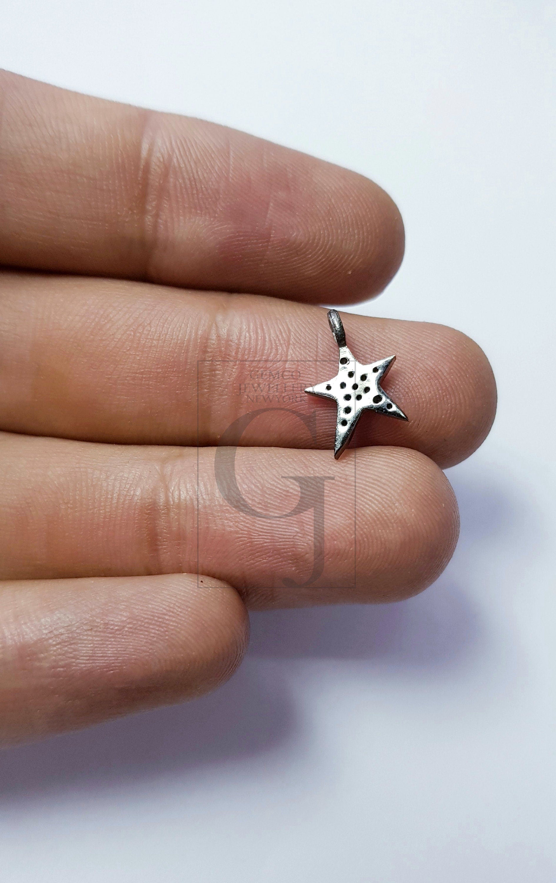 5pcs Star Design Rosecut Pave Diamond Pendant 925 Sterling Silver Handmade Finish Beautiful Diamond Pendant Jewelry