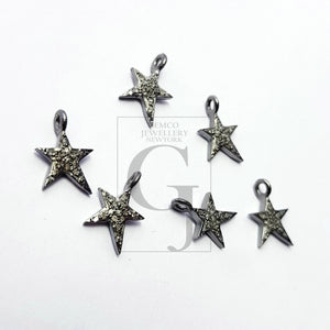 5pcs Star Design Rosecut Pave Diamond Pendant 925 Sterling Silver Handmade Finish Beautiful Diamond Pendant Jewelry