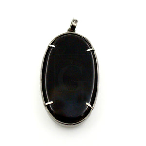 Oval shape  starburst black stone designer Rosecut pave diamond pendant 925 sterling silver handmade finish diamond jewelry necklace pendant