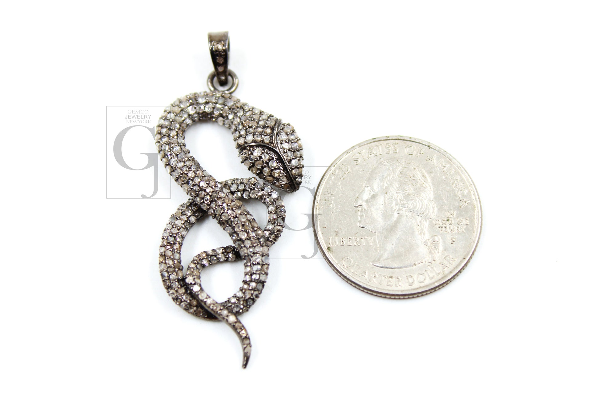 Beautiful Antique Look Snake Pendant Rosecut Pave Diamond Pendant 925 Sterling Silver Handmade Finish Diamond Jewelry Necklace Pendant