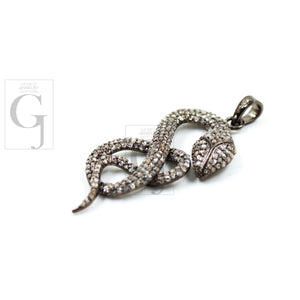 Beautiful Antique Look Snake Pendant Rosecut Pave Diamond Pendant 925 Sterling Silver Handmade Finish Diamond Jewelry Necklace Pendant