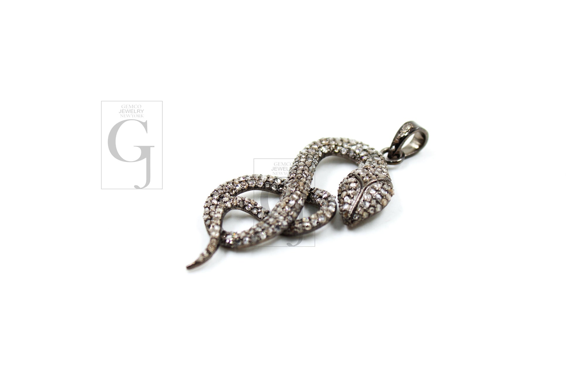 Beautiful Antique Look Snake Pendant Rosecut Pave Diamond Pendant 925 Sterling Silver Handmade Finish Diamond Jewelry Necklace Pendant