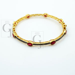 Very beautiful 14k gold ruby bangles Rosecut pave diamond bangle bracelet 925 sterling silver handmade finish diamond bangle bracelet
