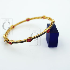 Very beautiful 14k gold ruby bangles Rosecut pave diamond bangle bracelet 925 sterling silver handmade finish diamond bangle bracelet