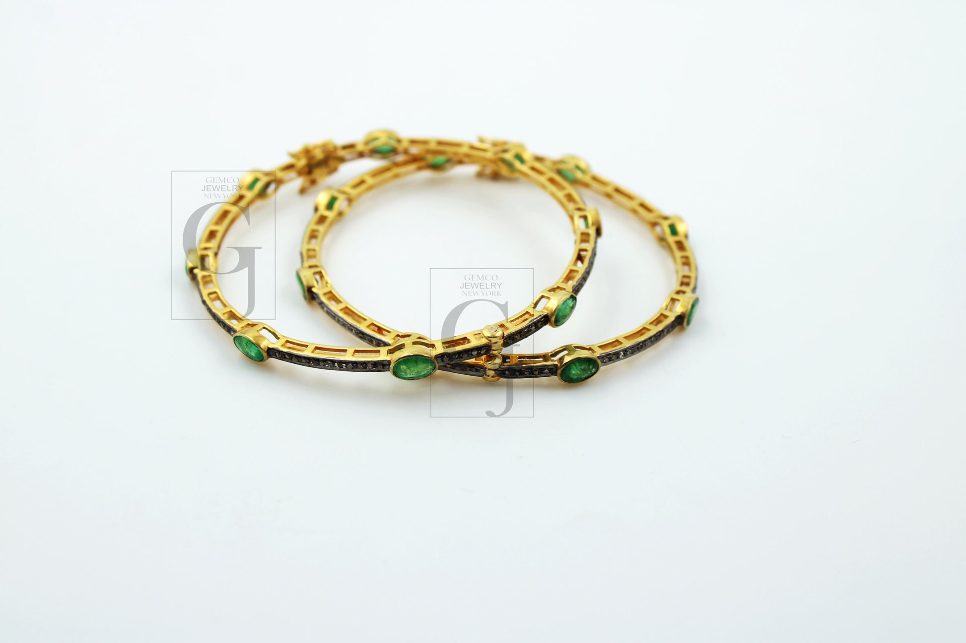 Very Beautiful 14k Gold Emerald Bangle Rosecut Pave Diamond Bangle Bracelet 925 Sterling Silver Handmade Finish Diamond Bangle Bracelet