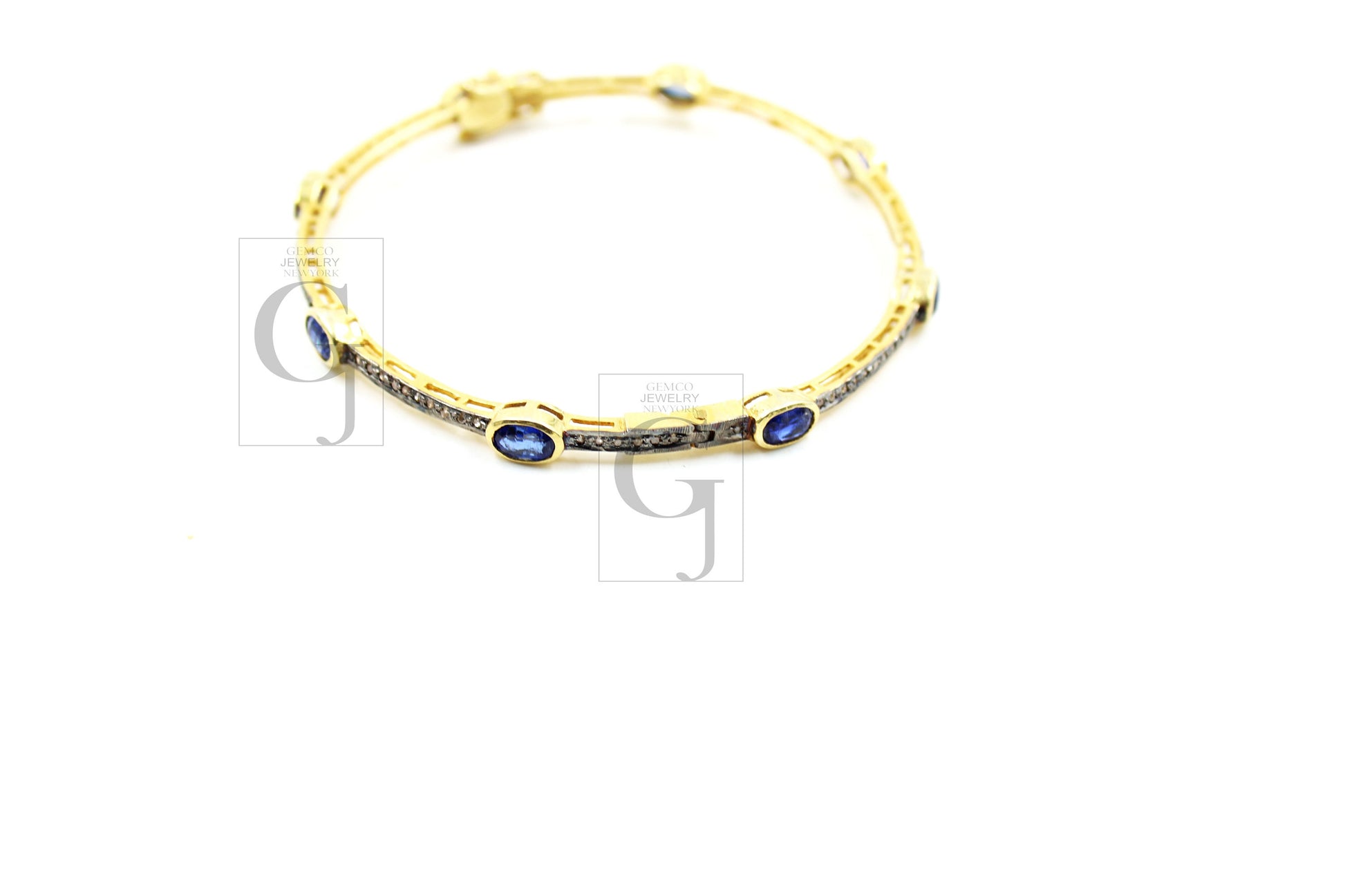 Very Beautiful 14k Gold Kyanite Bangle Rosecut Pave Diamond Bangle Bracelet 925 Sterling Silver Handmade Finish Diamond Bangle Bracelet