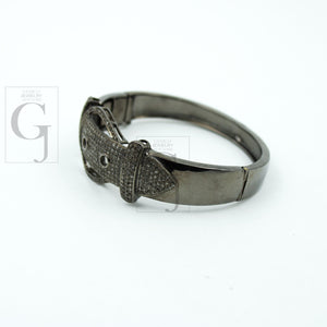 Fashionable designer Oxidized bangle Rosecut pave diamond bangle bracelet 925 sterling silver handmade finish diamond bangle bracelet
