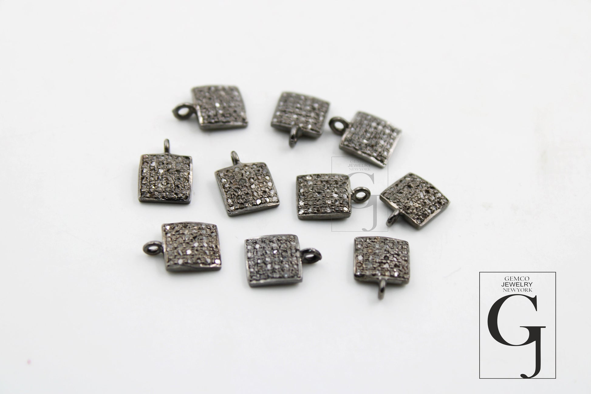 Antique Look Square Shaped Charms Designer Rosecut Pave Diamond Pendant 925 Sterling Silver Handmade Finish Diamond Charms Necklace Pendant