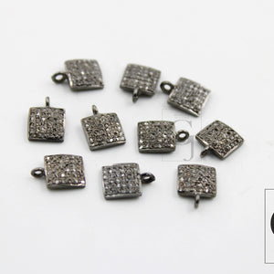 Antique Look Square Shaped Charms Designer Rosecut Pave Diamond Pendant 925 Sterling Silver Handmade Finish Diamond Charms Necklace Pendant