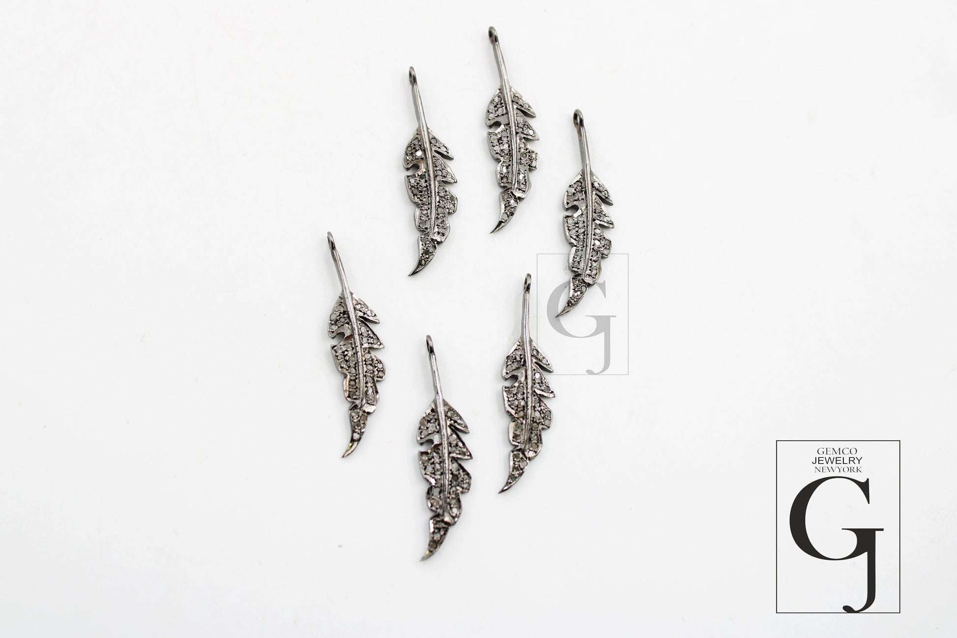 Very Beautiful Leaf pendant Designer Charm Rosecut Pave Diamond Pendant 925 Sterling Silver Handmade Finish Diamond Charms Necklace Jewelry