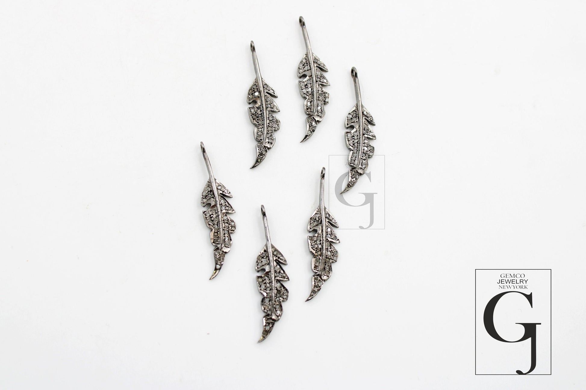 Very Beautiful Leaf pendant Designer Charm Rosecut Pave Diamond Pendant 925 Sterling Silver Handmade Finish Diamond Charms Necklace Jewelry