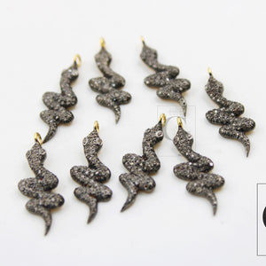 Beautiful Antique Look Snake Charm Designer Rosecut Pave Diamond Pendant 925 Sterling Silver Handmade Finish Diamond Charms Necklace Pendant
