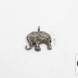 Unique Elephant pendant charm Rose cut pave quality diamond pendant 925 sterling silver handmade diamond necklace pendant animal jewelry