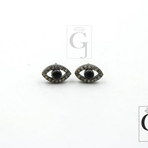 Evil eye designer stud earring Pave rosecut diamond 925 sterling silver handmade very beautiful  diamond pave stud earrings