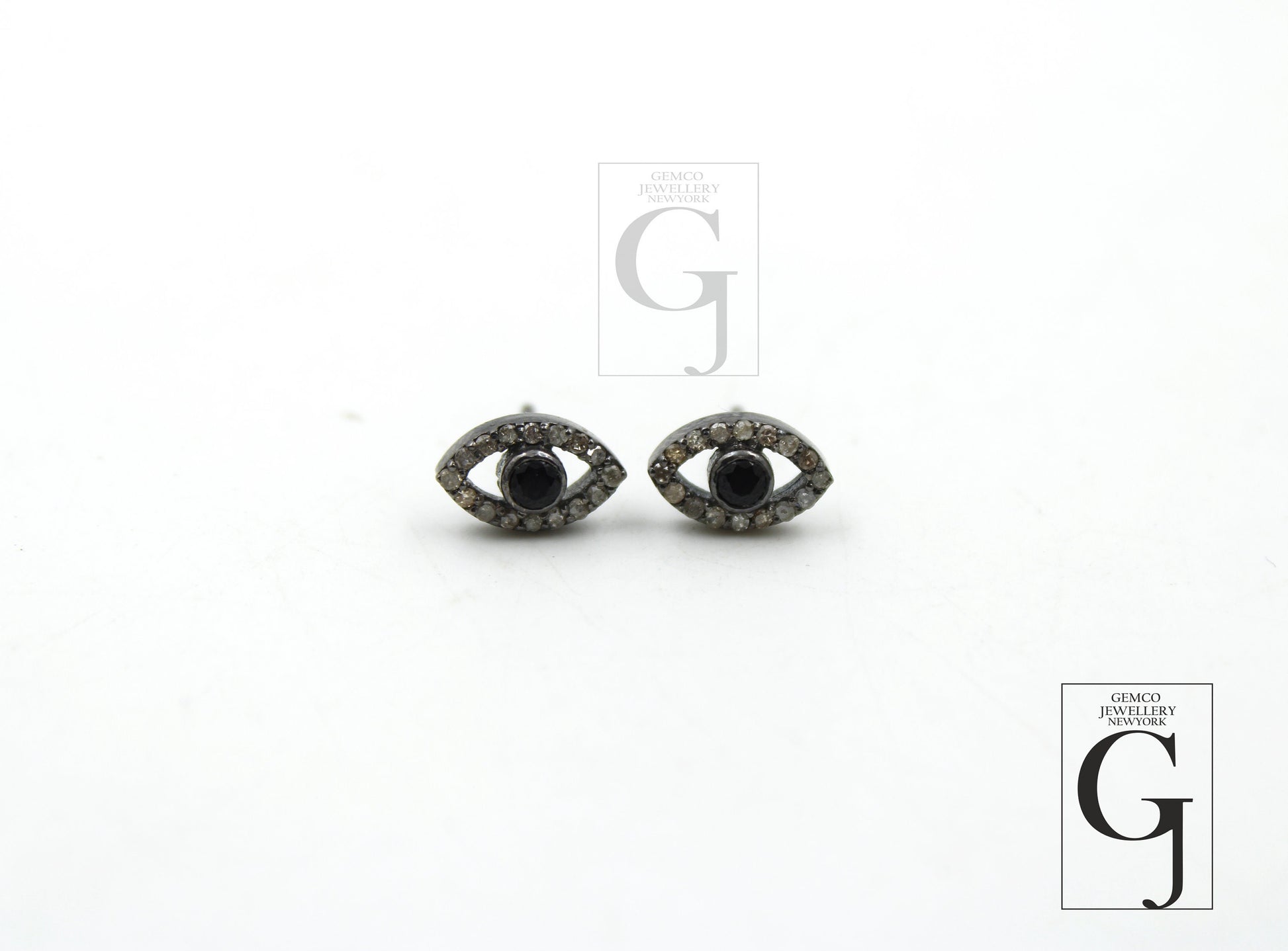 Evil eye designer stud earring Pave rosecut diamond 925 sterling silver handmade very beautiful  diamond pave stud earrings