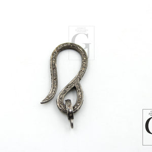 1pc Oxidized Rosecut Pave Diamond S Lock Design S Clasp 925 Sterling Silver Handmade Finish Diamond Clasp Necklace With Matching Clasp Ring