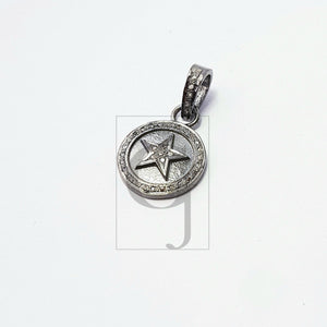 Star Design Rosecut Pave Diamond Pendant 925 Sterling Silver Handmade Finish Beautiful Diamond Pendant Jewelry