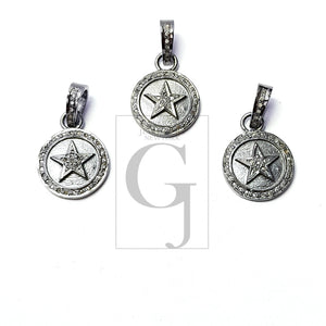 Star Design Rosecut Pave Diamond Pendant 925 Sterling Silver Handmade Finish Beautiful Diamond Pendant Jewelry