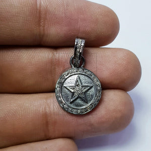 Star Design Rosecut Pave Diamond Pendant 925 Sterling Silver Handmade Finish Beautiful Diamond Pendant Jewelry