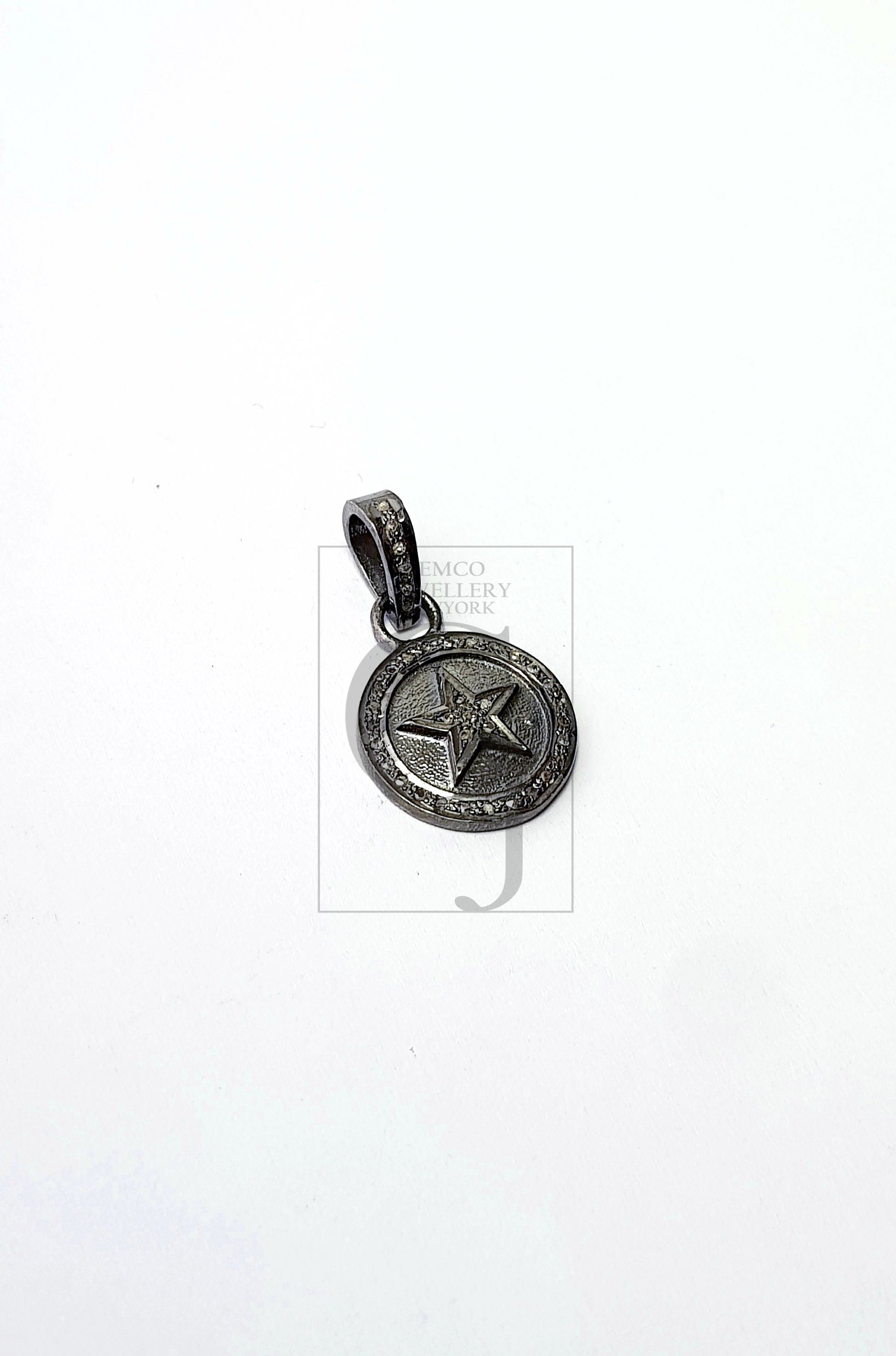 Star Design Rosecut Pave Diamond Pendant 925 Sterling Silver Handmade Finish Beautiful Diamond Pendant Jewelry